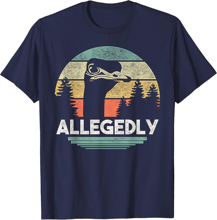 Allegedly Ostrich T Shirt Funny Bird Lover T-Shirt - Navy Blue