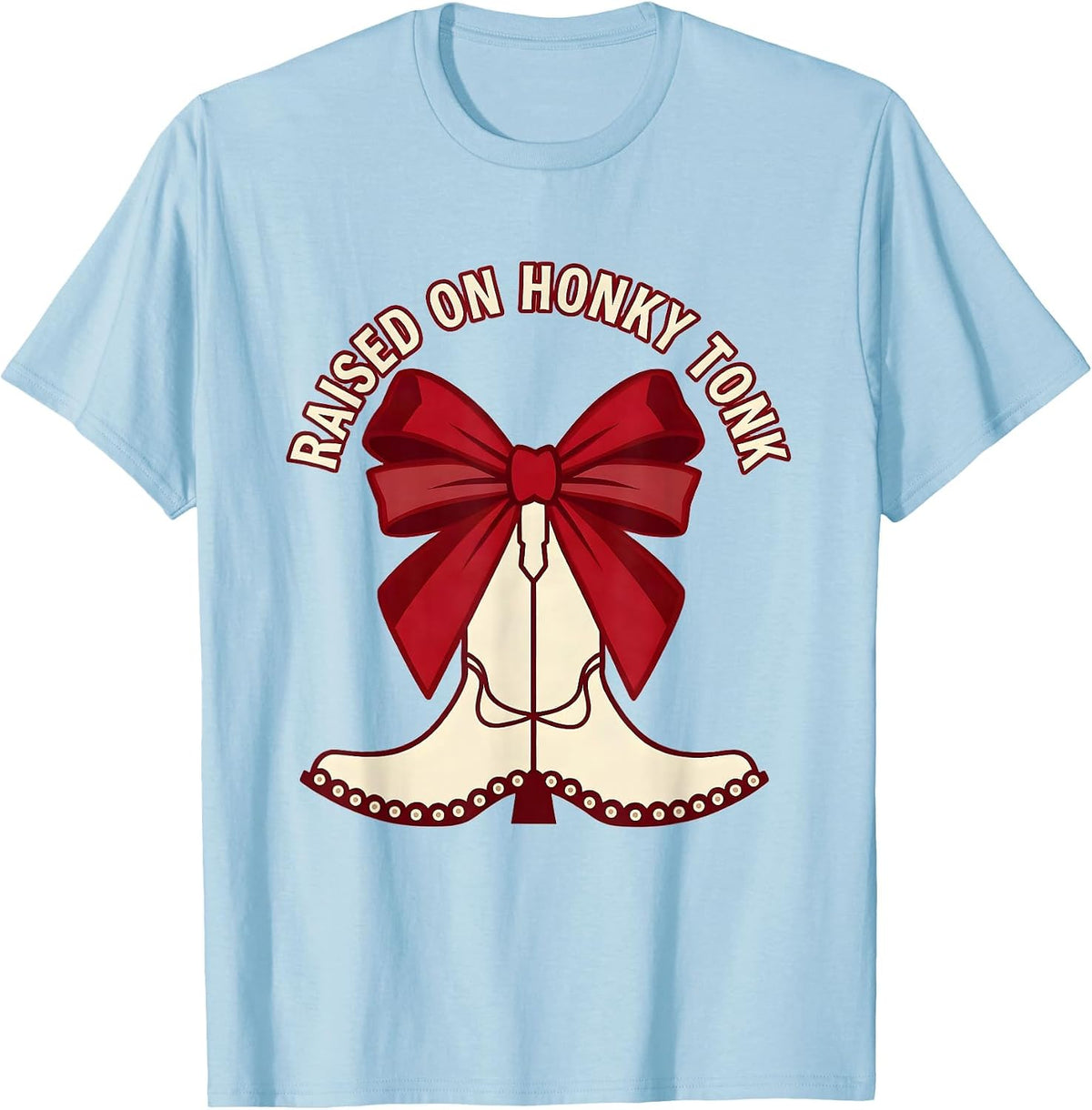 Men's Raised on Honky Tonk Nashville Music Design T-Shirt - Baby Blue