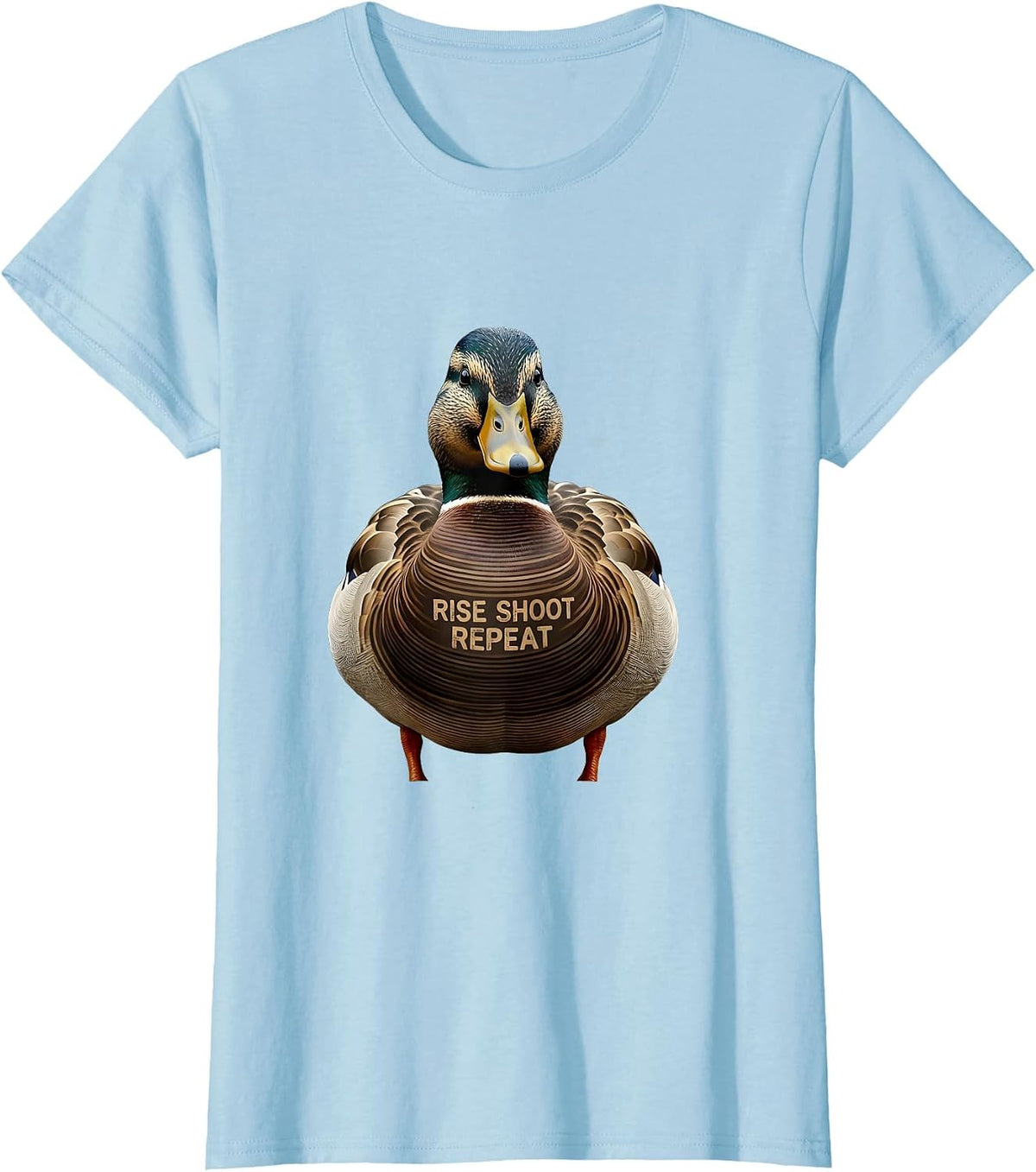 Duck Camo Rise Shoot Repeat Hunting Design T-Shirt - Baby Blue
