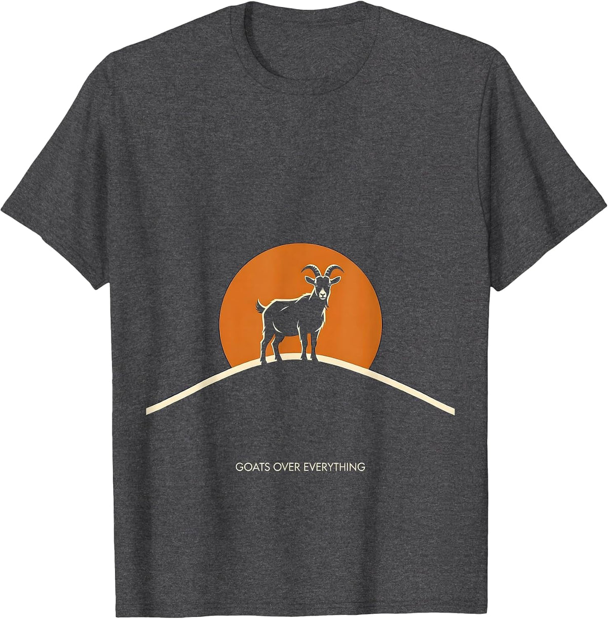 Goats Over Everything Minimalist Nature Design T-Shirt - Dark Heather Grey