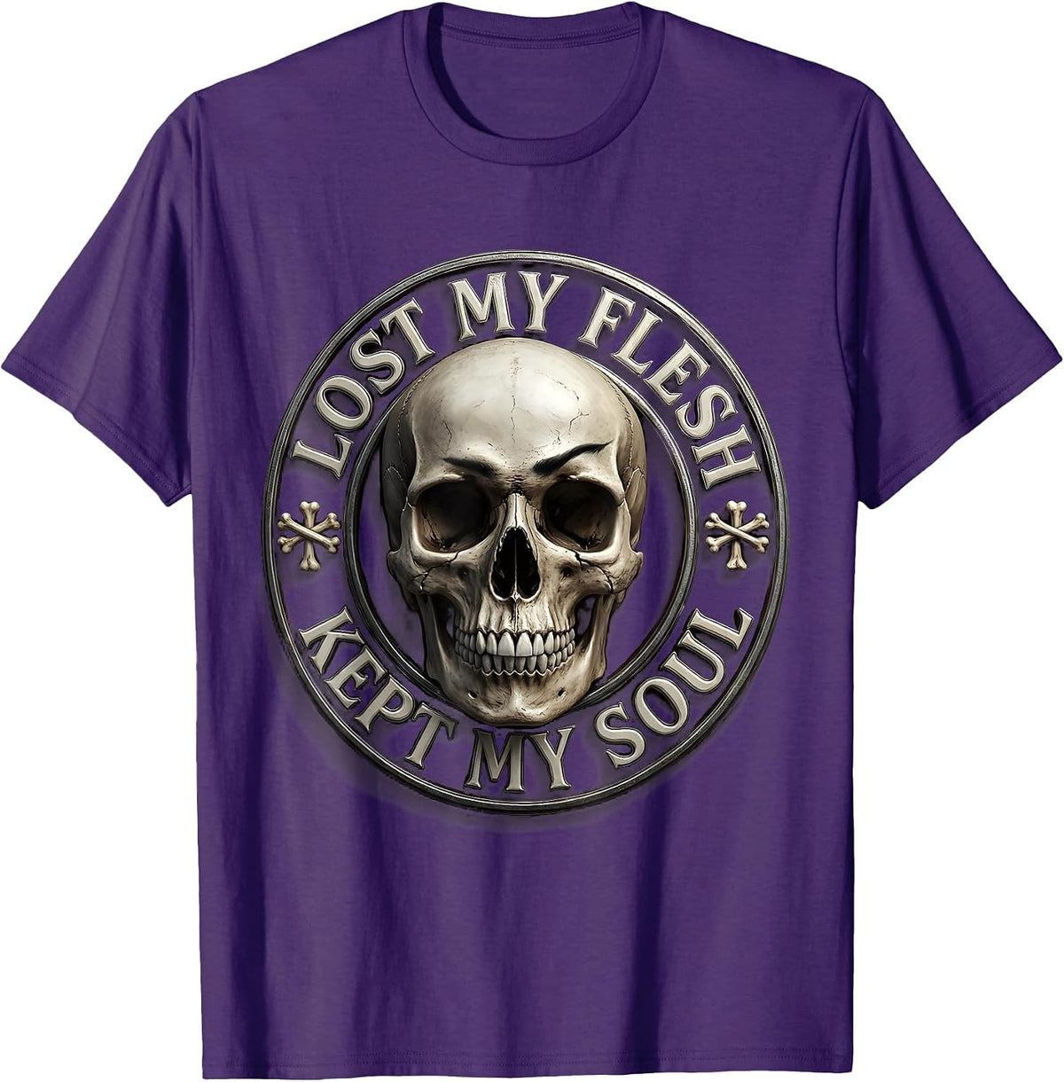 Lost My Flesh Kept My Soul Dark Gothic Design T-Shirt - Purple