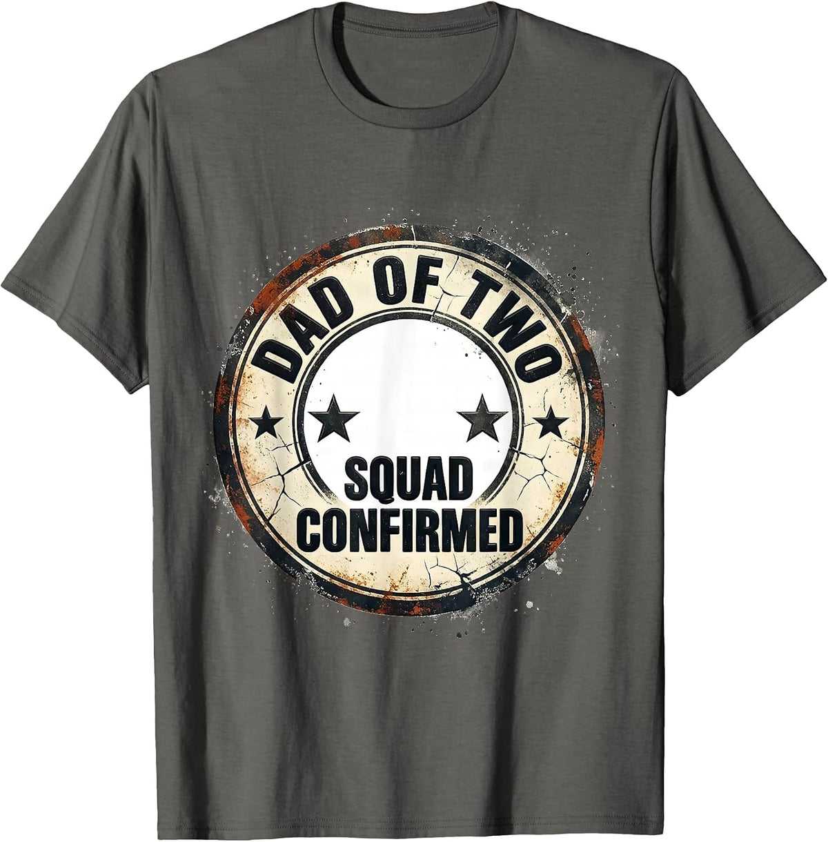 Men's Dad Of Two Squad Confirmed Distressed New Dad Gift T-Shirt - Asphalt Grey