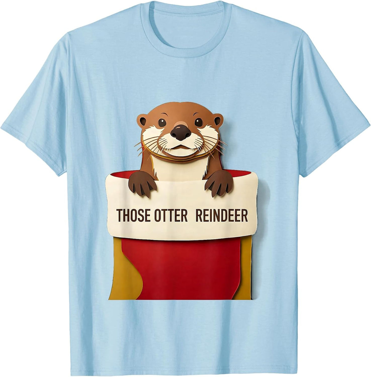 Men's Those Otter Reindeer Funny Otter Lover Christmas Pajama Gift T-Shirt - Baby Blue