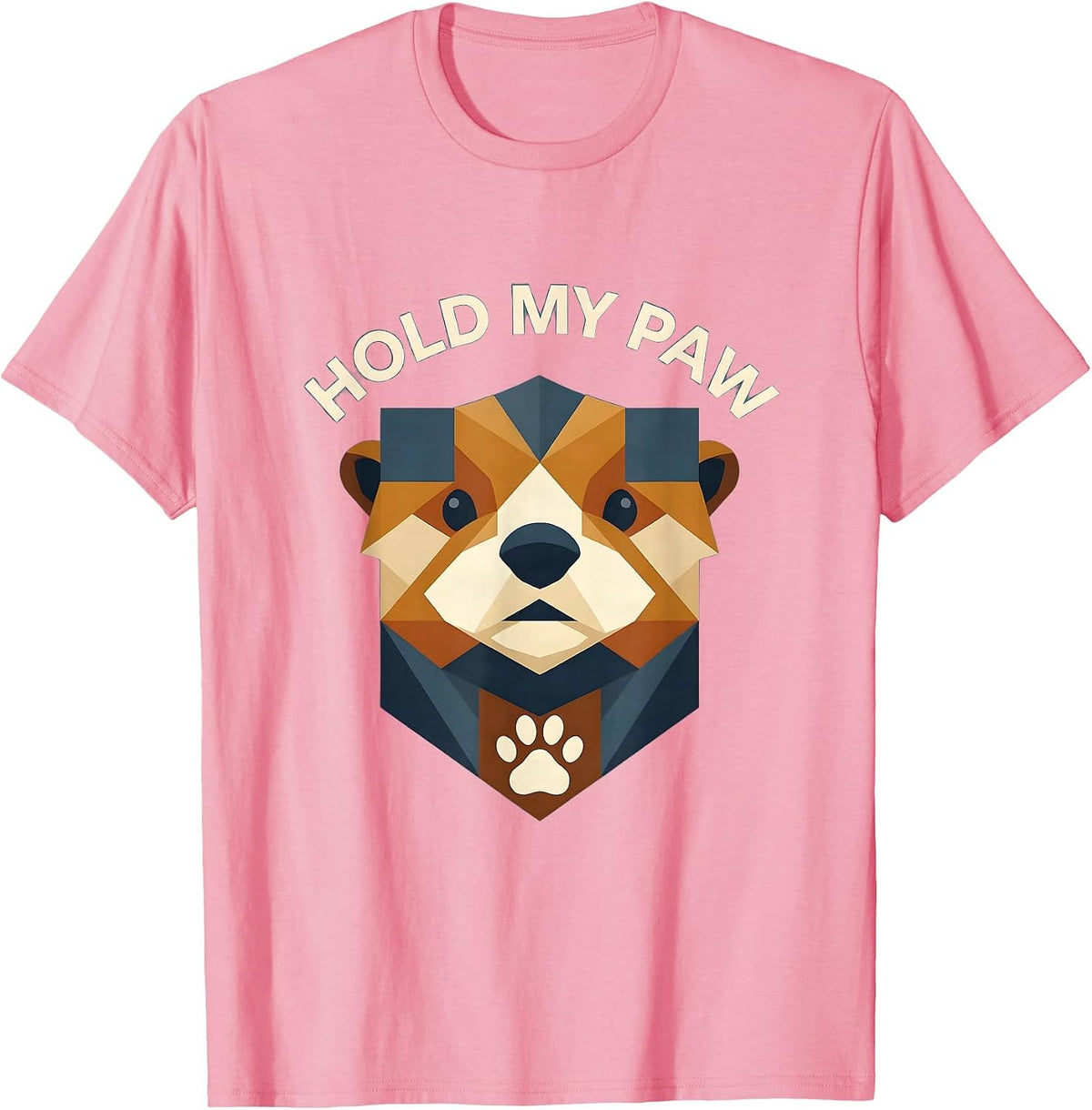 Men's Hold My Paw Cute Otter Design T-Shirt - Pink