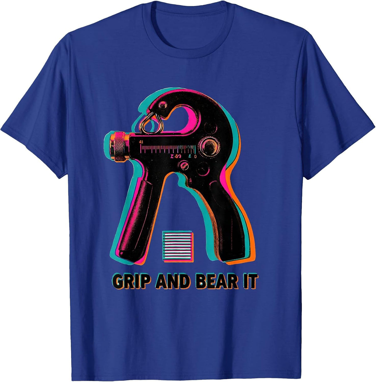 Men's Grip And Bear It Risograph PT OT Physical Therapist Humor T-Shirt - Royal Blue