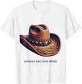 Men's Whiskey and Wide Brims Cowgirl Design T-Shirt - White