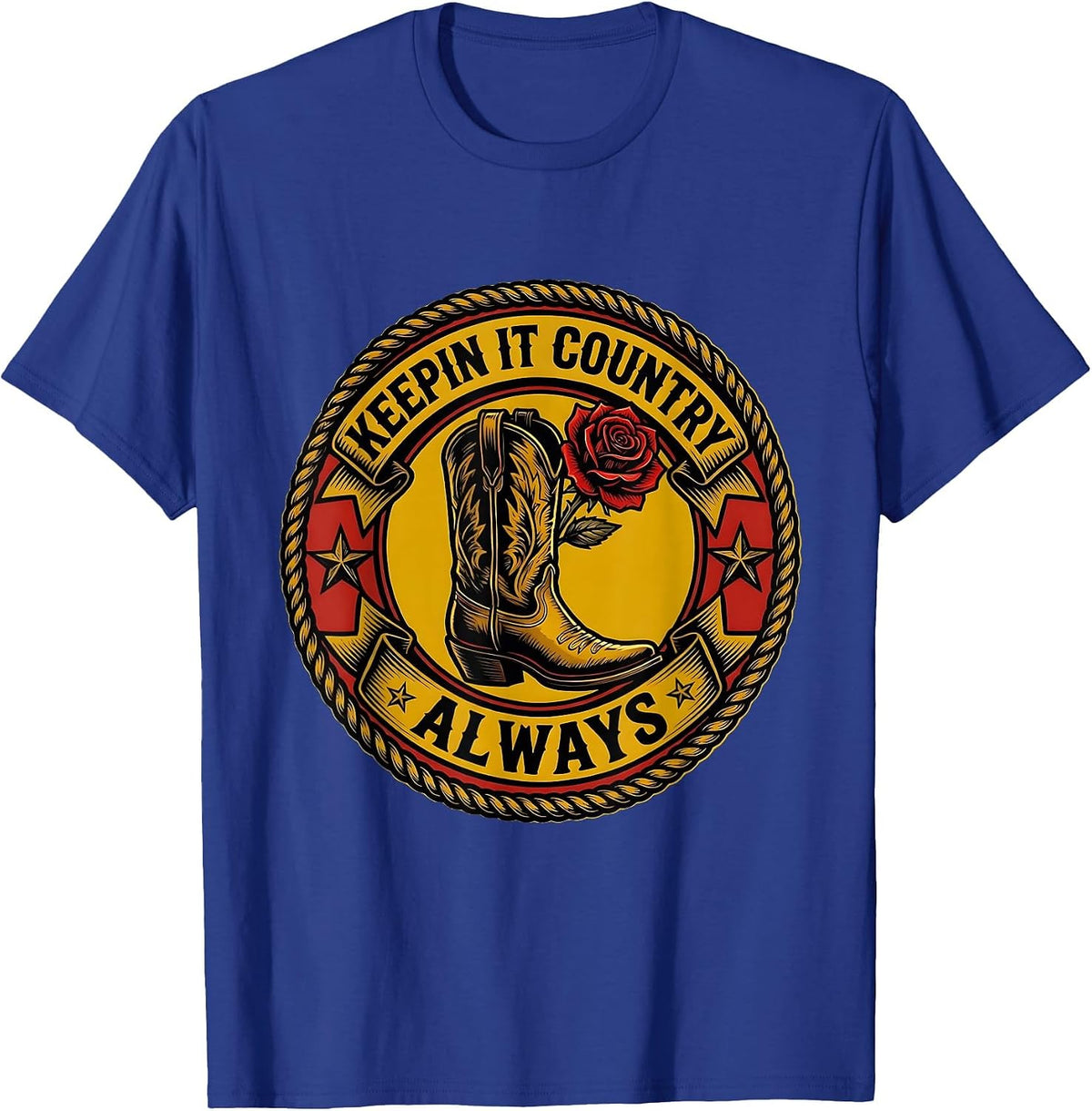 Keepin It Country Always Country Girl Design T-Shirt - Royal Blue