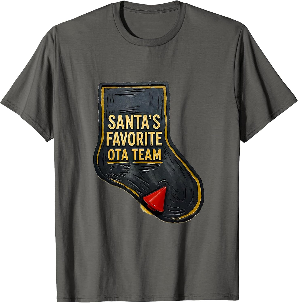 Santa's Favorite OTA Team Funny Occupational Therapy T-Shirt - Asphalt Grey