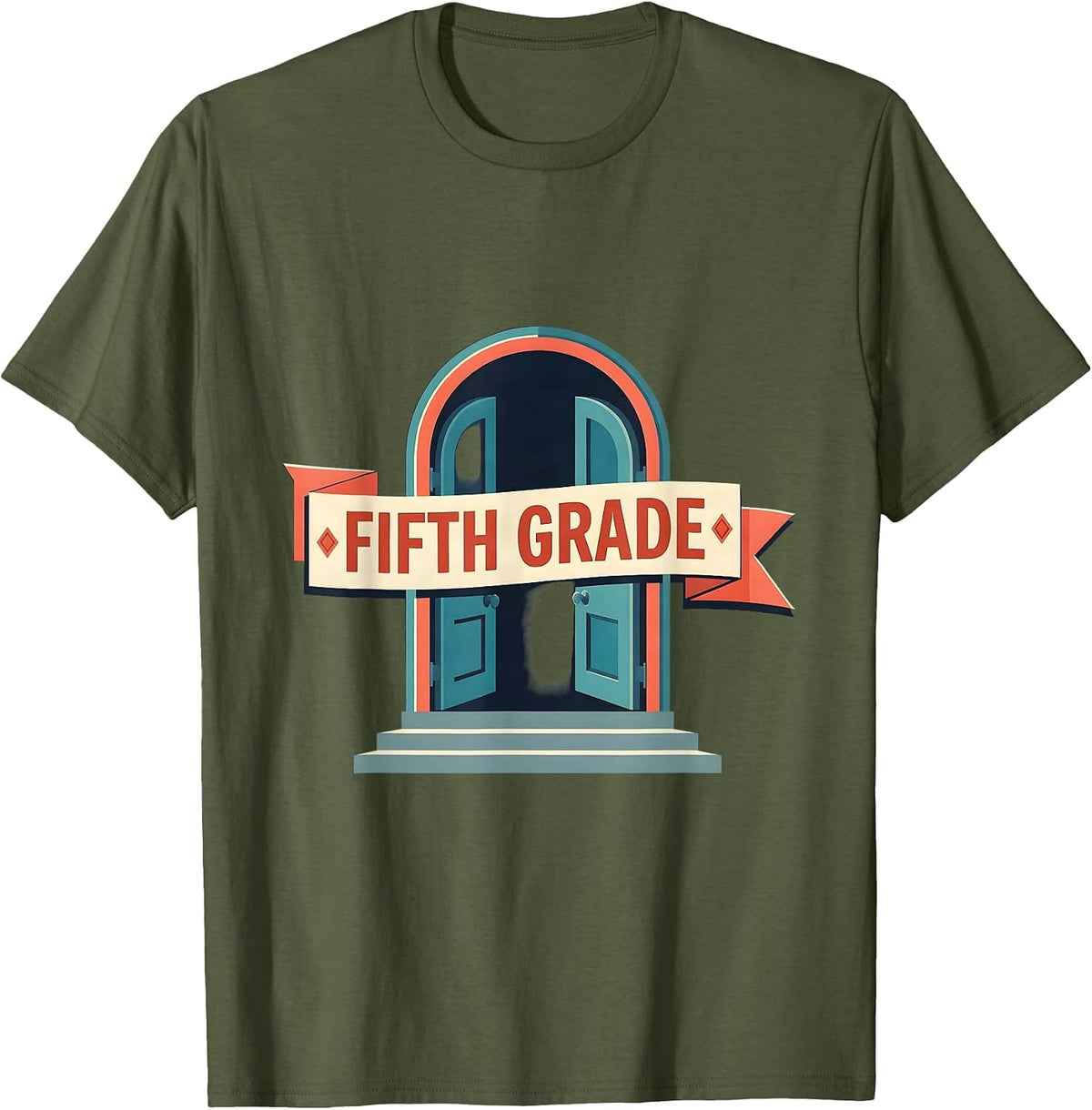 Fifth Grade Cute Preppy Back To School Elementary Girl T-Shirt - Olive Green