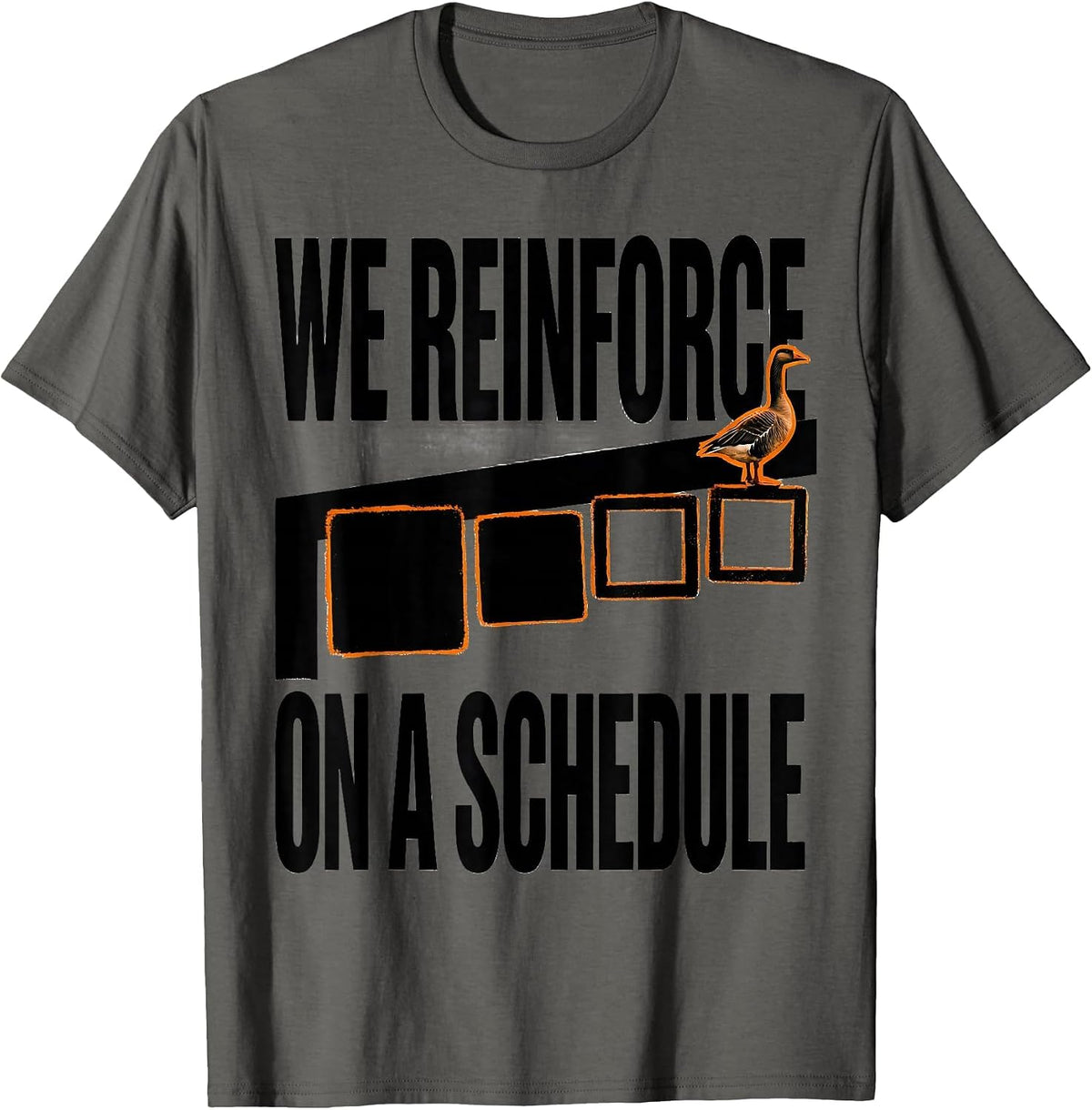 Men's We Reinforce On A Schedule Brutalist SPED Teacher Humor T-Shirt - Asphalt Grey