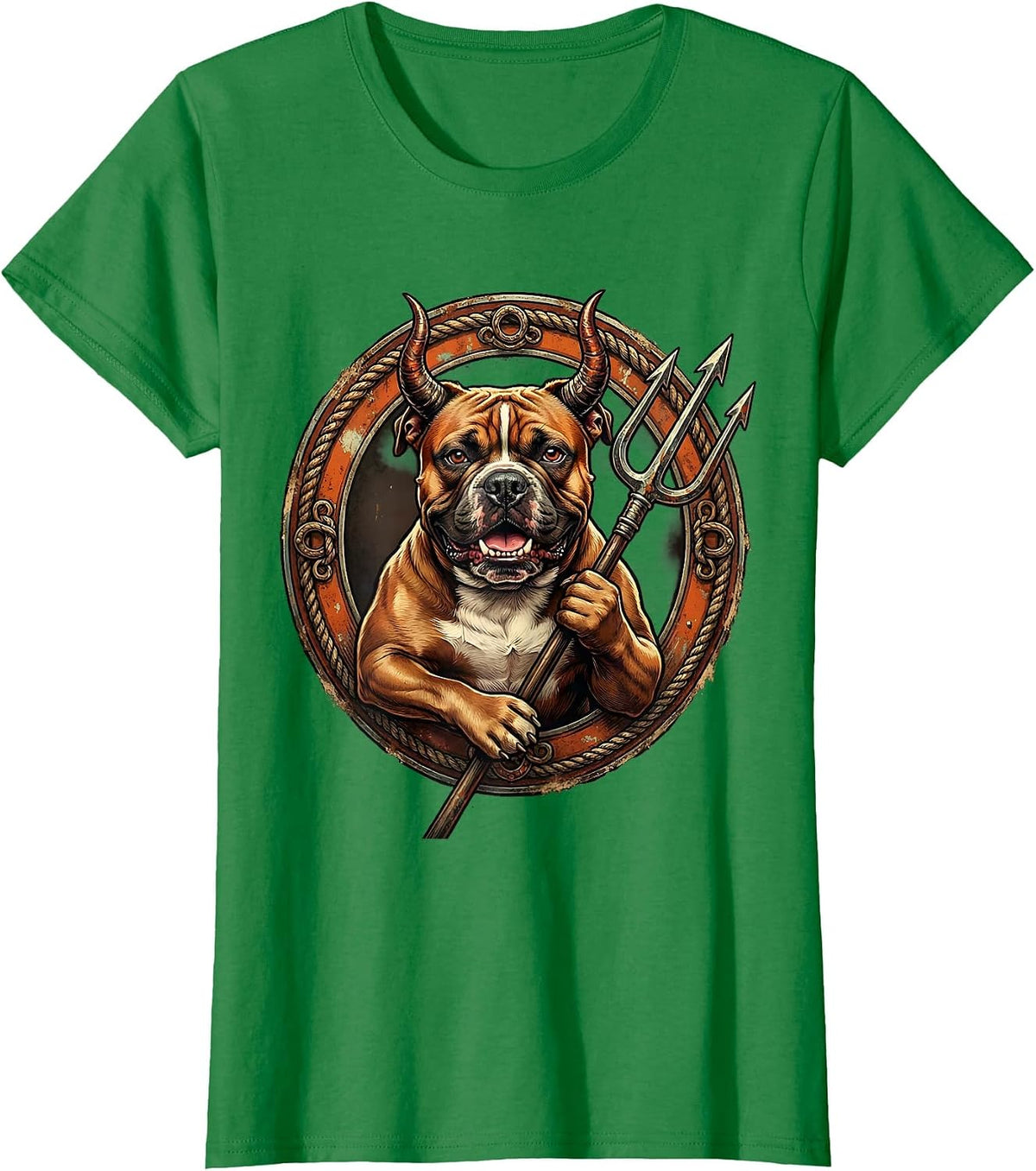 Women's Pitbull Devil Halloween Costume Graphic Tee T-Shirt - Kelly Green