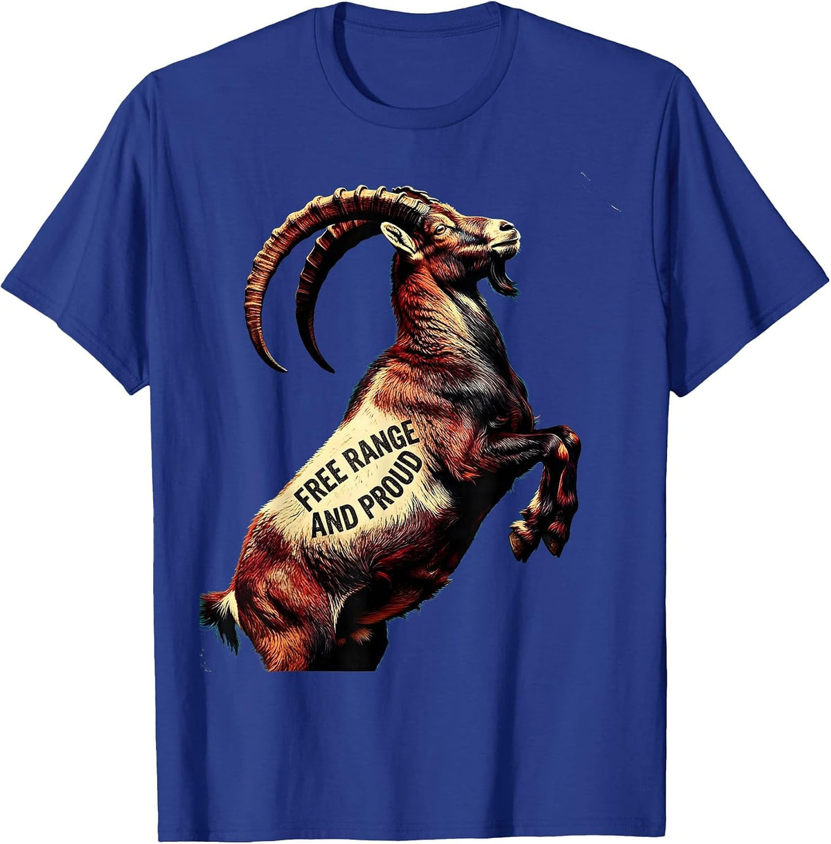 Free Range and Proud Goat Lover Design T-Shirt - Royal Blue