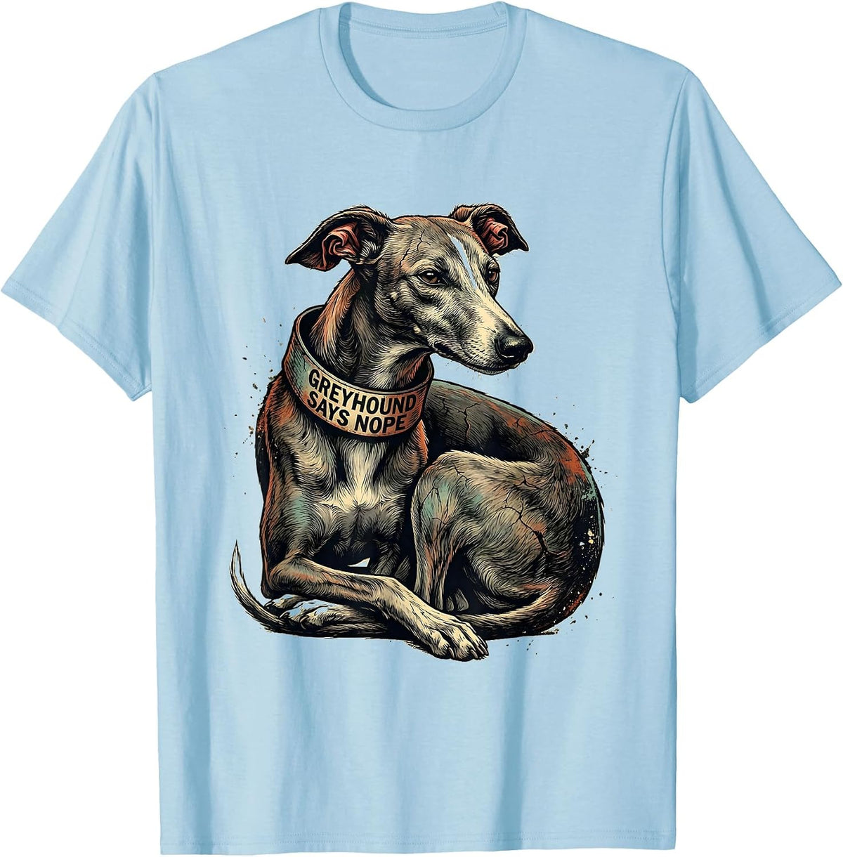 Men's Greyhound Says Nope Distressed Funny Dog Lover Gift T-Shirt - Baby Blue