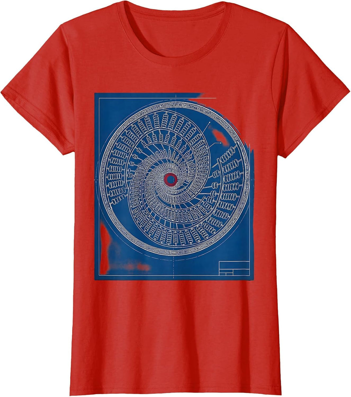 Women's Abacus Galaxy Spiral Math Universe Design T-Shirt - Red