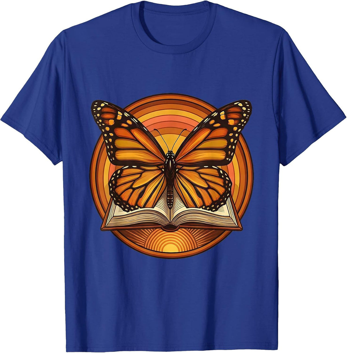 Third Grade Teacher Book Butterfly Illustration T-Shirt - Royal Blue