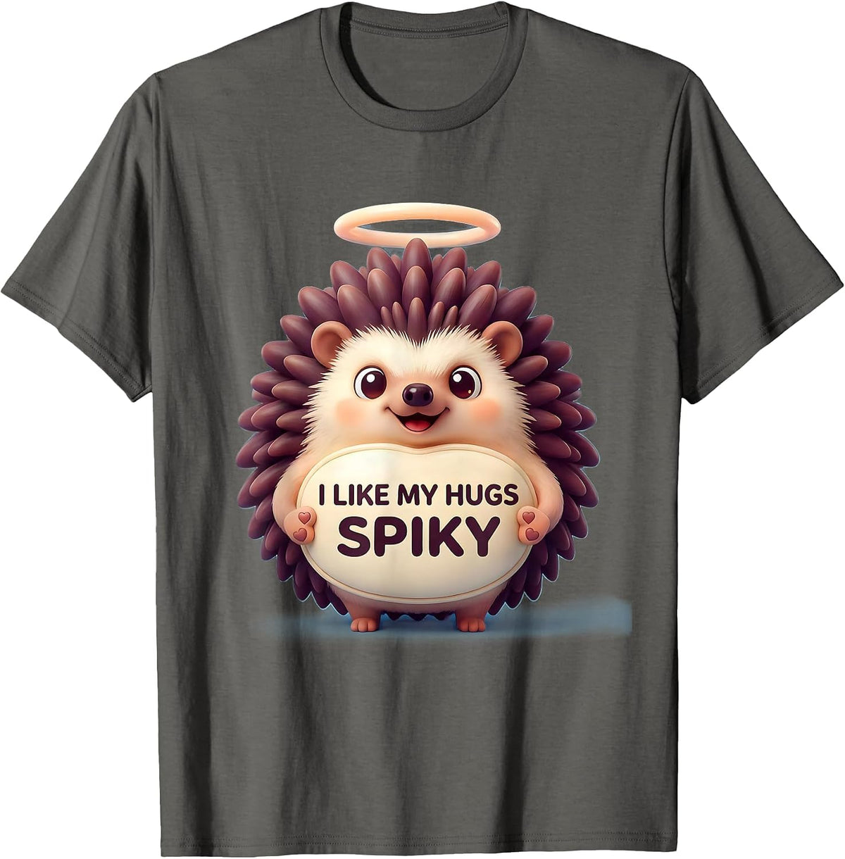 I Like My Hugs Spiky Cute Kawaii Hedgehog Lover Gift T-Shirt - Asphalt Grey