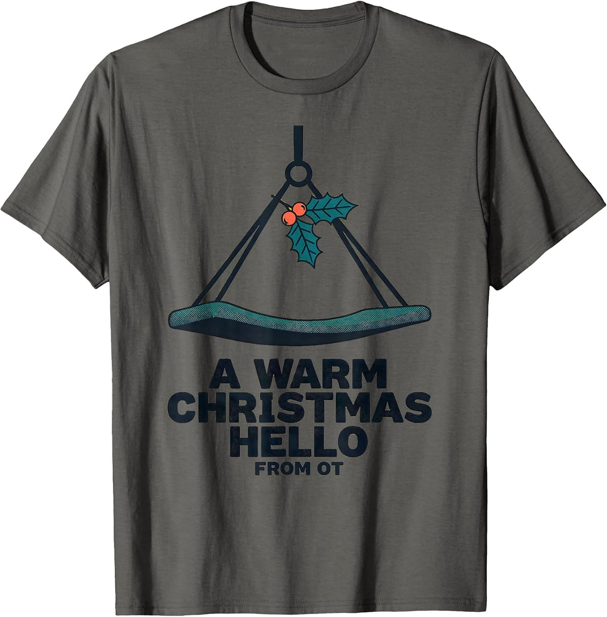 Men's A Warm Christmas Hello From OT Midcentury Modern T-Shirt - Asphalt Grey