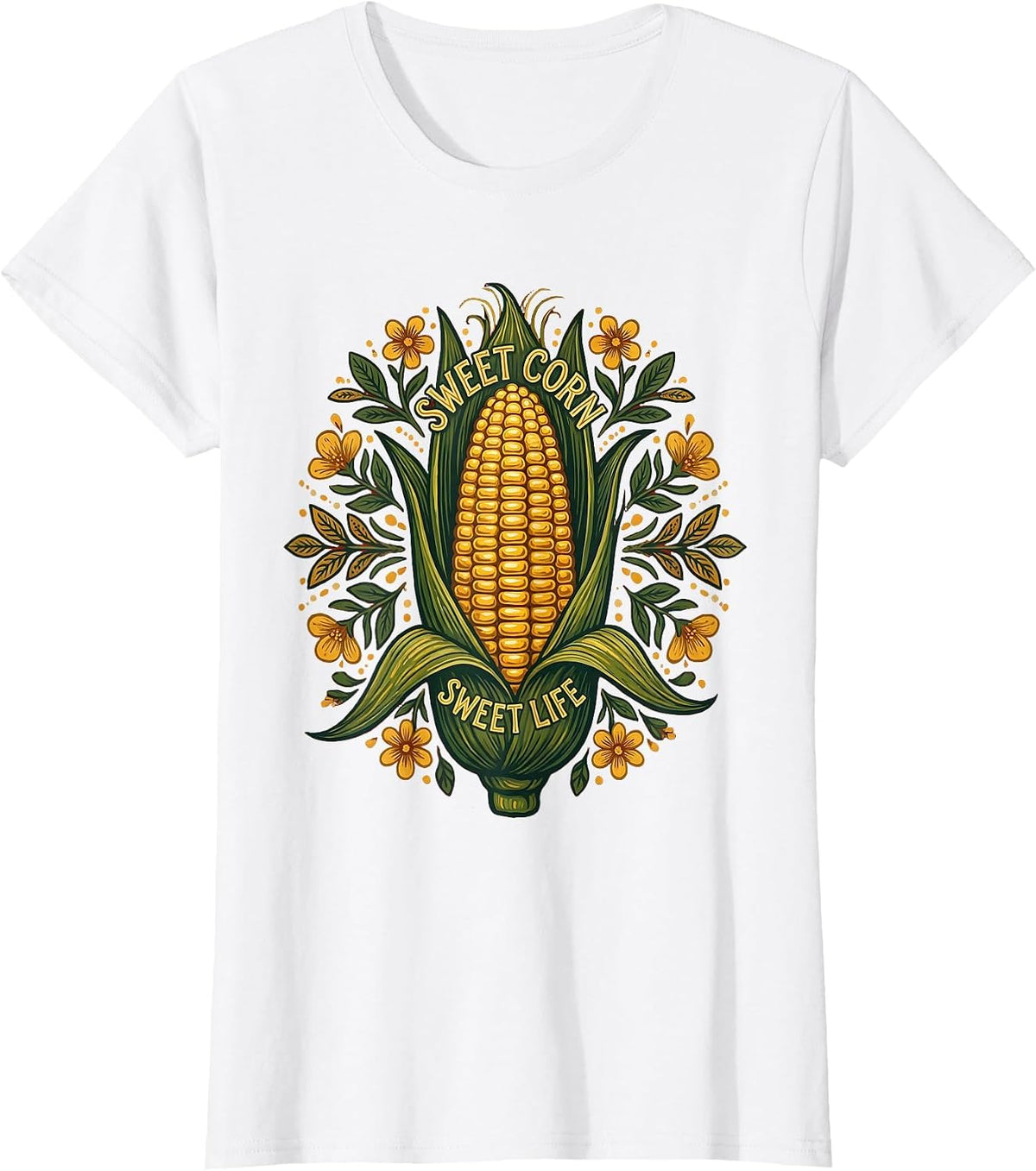 Sweet Corn Sweet Life Farmers Market Design T-Shirt - White