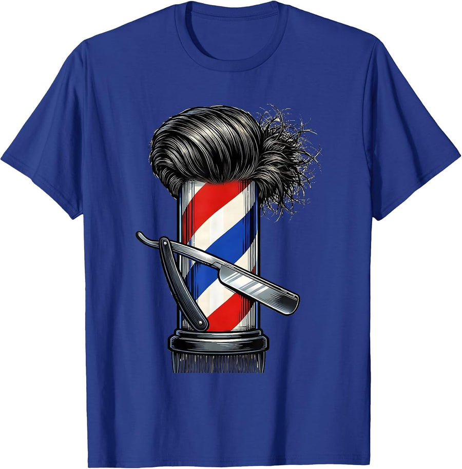 Barber Pole Sign Hairdresser Gift Hair Stylist Humor T-Shirt - Royal Blue