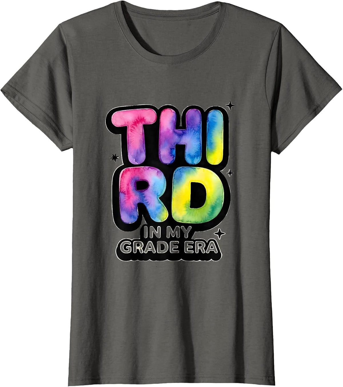 Women's In My Third Grade Era Tie Dye Back to School Teacher Student T-Shirt - Asphalt Grey