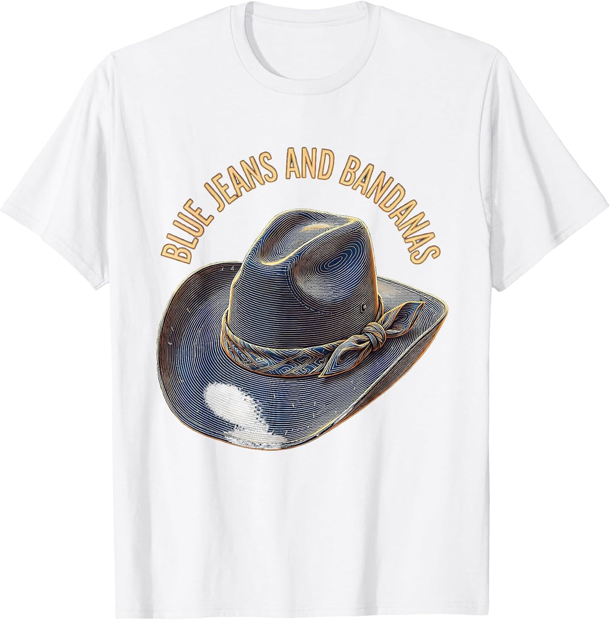 Men's Blue Jeans and Bandanas Denim Cowgirl Design T-Shirt - White