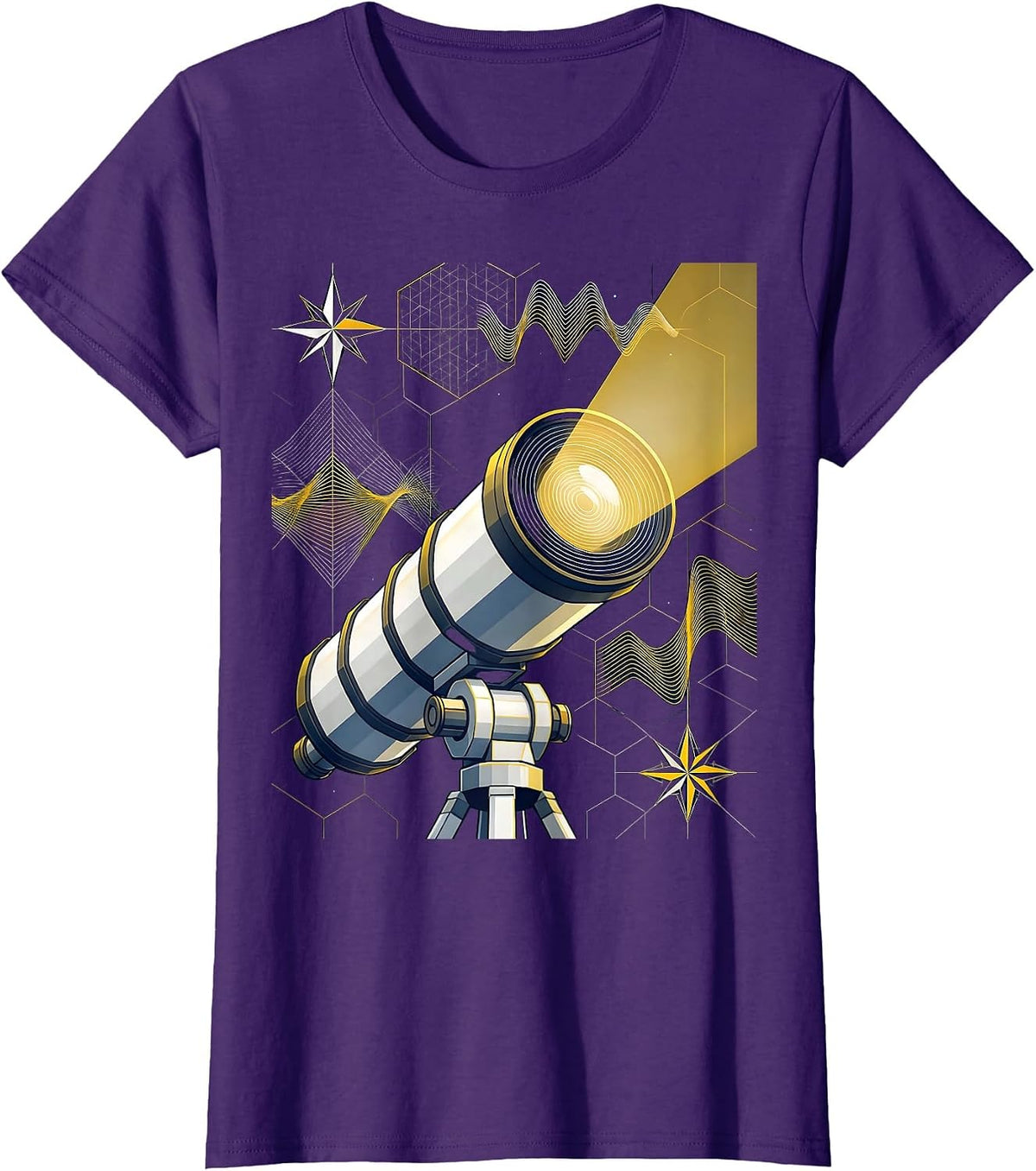 Women's Math Teacher Telescope Galaxy Equations Design T-Shirt - Purple