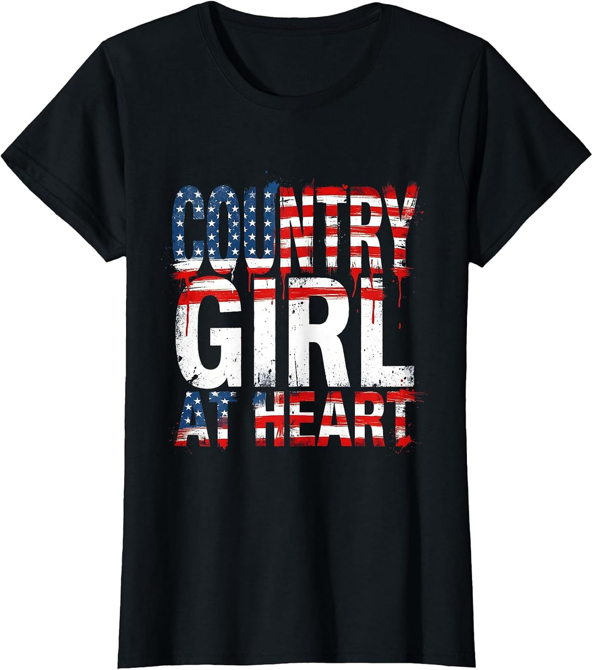 Country Girl At Heart Cowgirl Design T-Shirt - Black