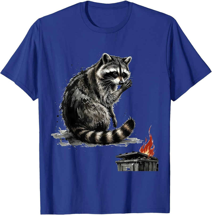 Dumpster Fire Raccoon Funny Office Meme Humor T-Shirt - Royal Blue
