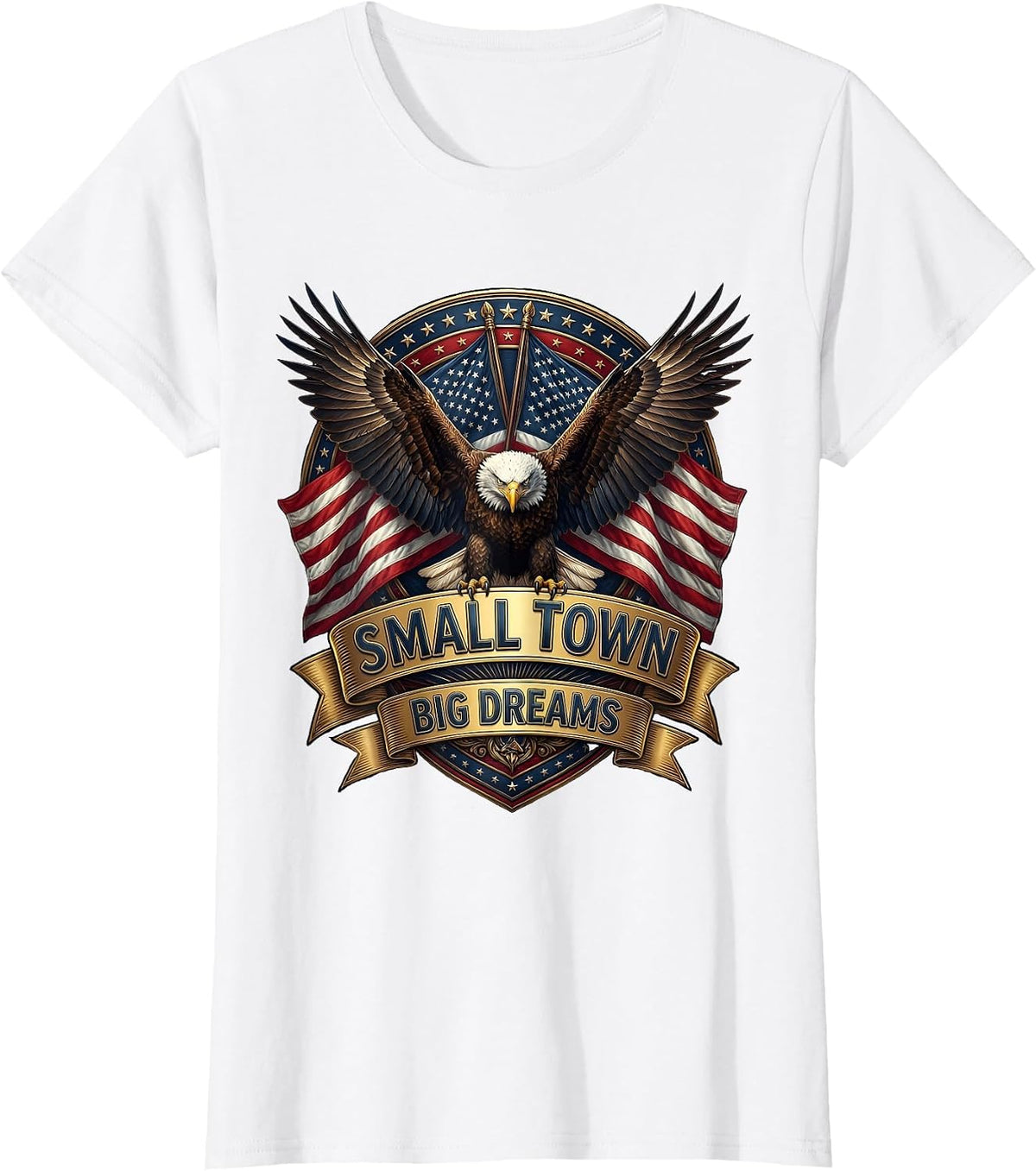 Small Town Big Dreams Country Girl Design T-Shirt - White