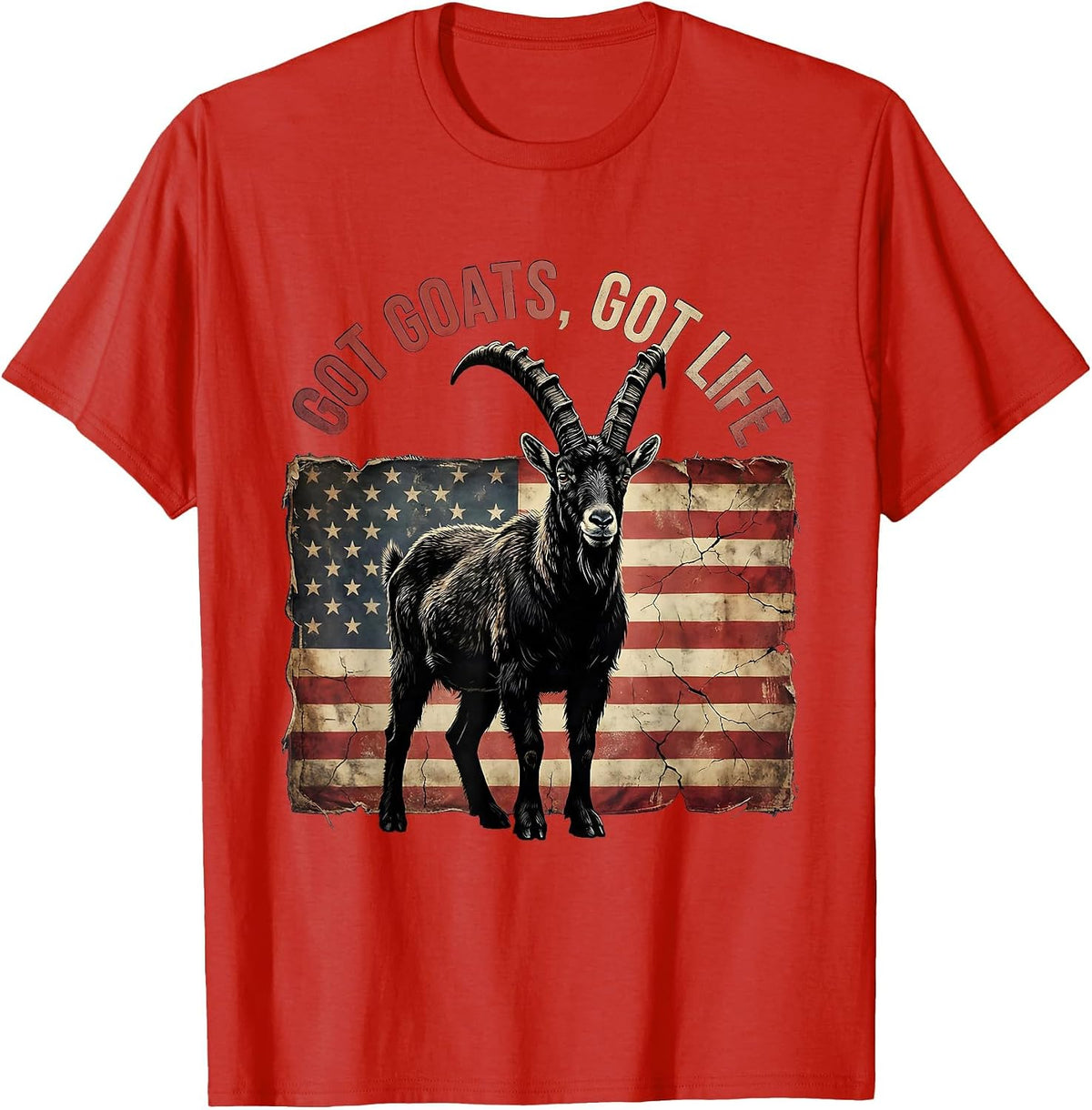 Men's Got Goats Got Life Funny Goat Lover Design T-Shirt - Red