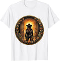 Men's Cowgirl Saloon Doorway Western Noon Illustration T-Shirt - White