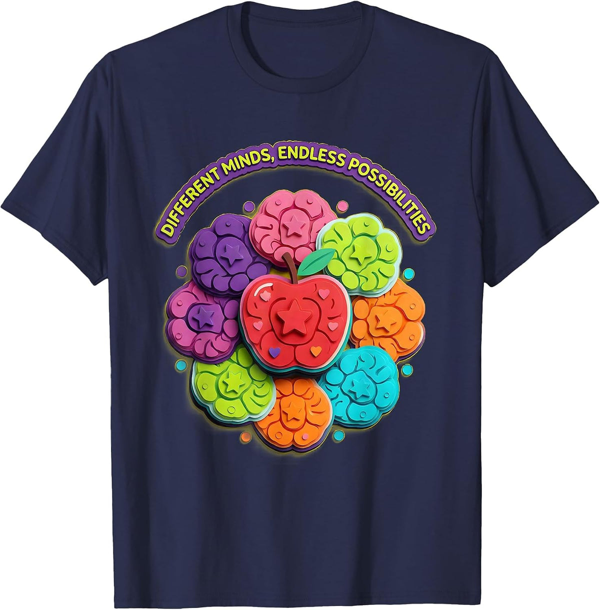 Different Minds Endless Possibilities Sped Teacher T-Shirt - Navy Blue