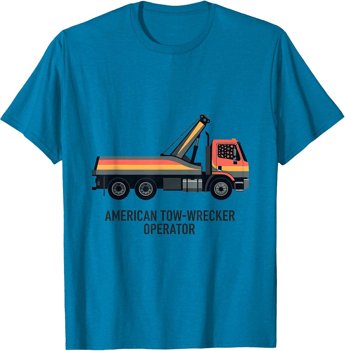 American Tow-Wrecker Operator Patriotic Semi Truck Driver T-Shirt - Sapphire Blue