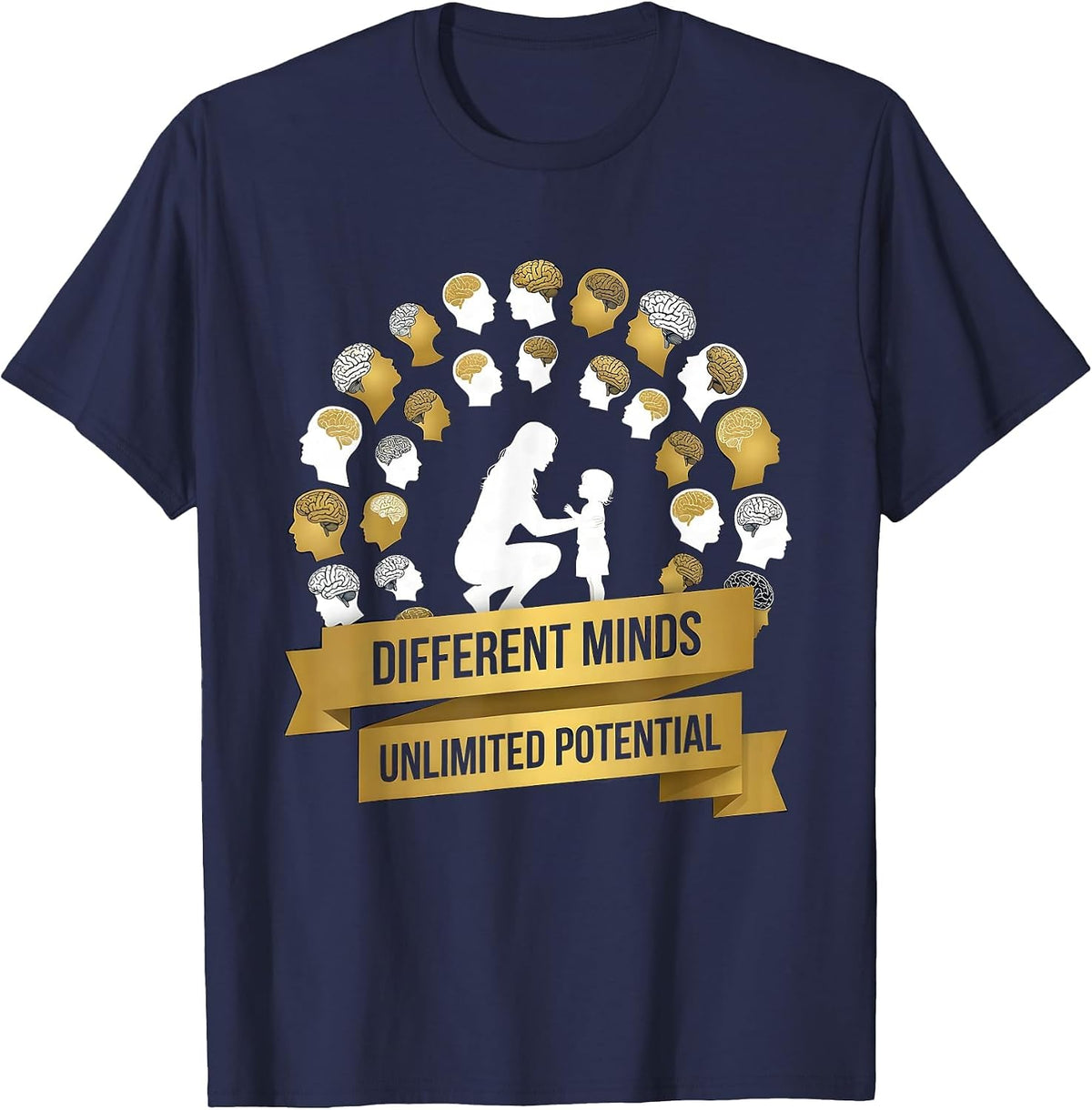 Men's Different Minds Unlimited Potential Sped Teacher T-Shirt - Navy Blue