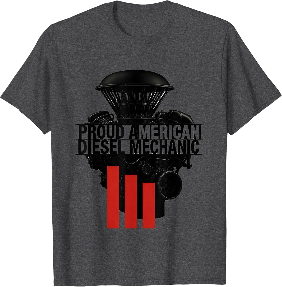 Proud American Diesel Mechanic Patriotic Mechanic USA Flag T-Shirt - Dark Heather Grey