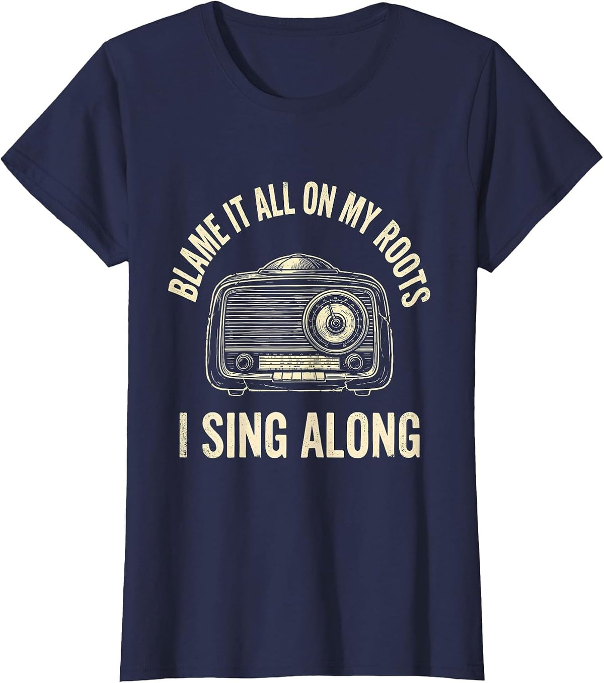 Women's Blame It All On My Roots I Sing Along Vintage Western T-Shirt - Navy Blue