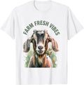 Farm Fresh Vibes Goat Lover Graphic Design T-Shirt - White