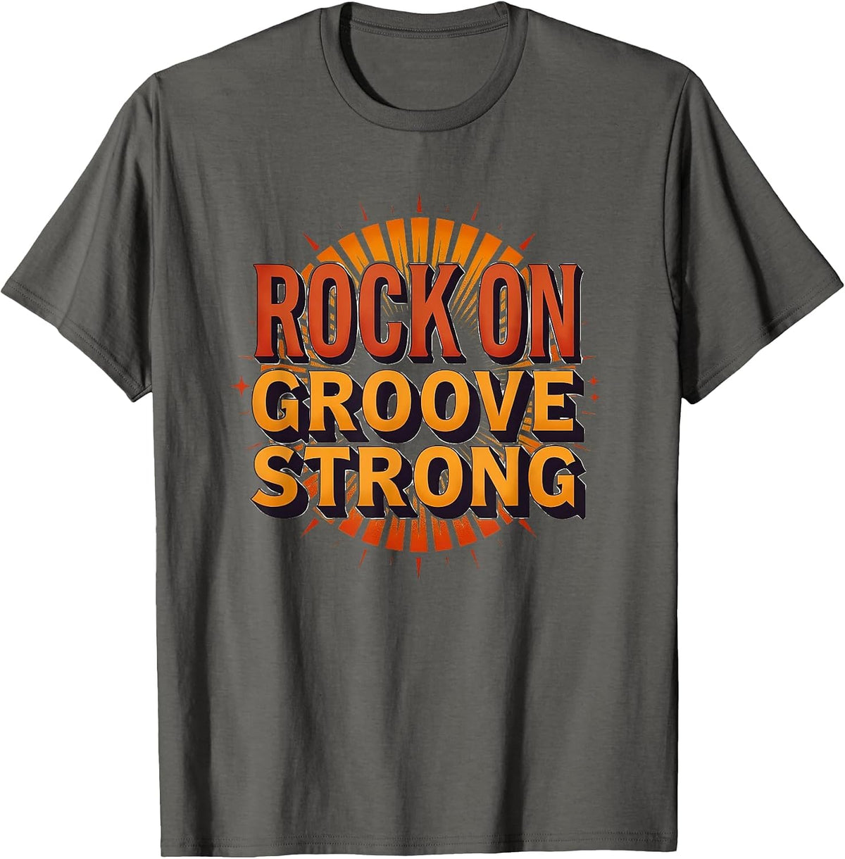 Rock On I Got A Born 2 Rock Groove Strong Retro 70s Design T-Shirt - Asphalt Grey