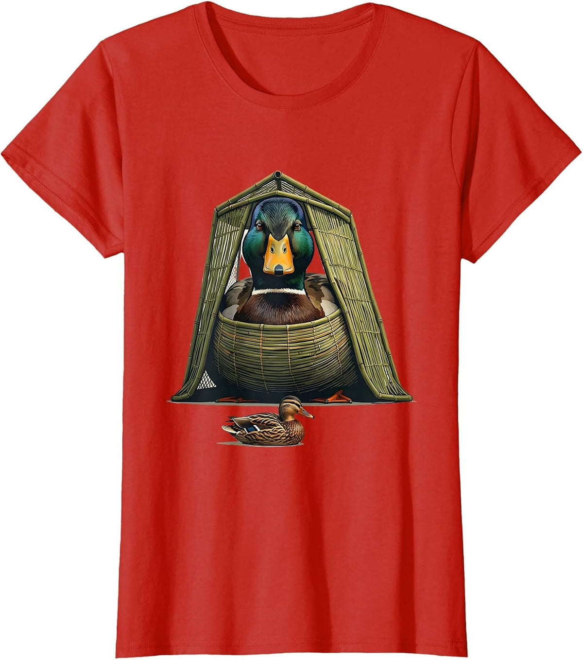 Mallard Marsh Blind Duck Hunter Humor Gift T-Shirt - Red