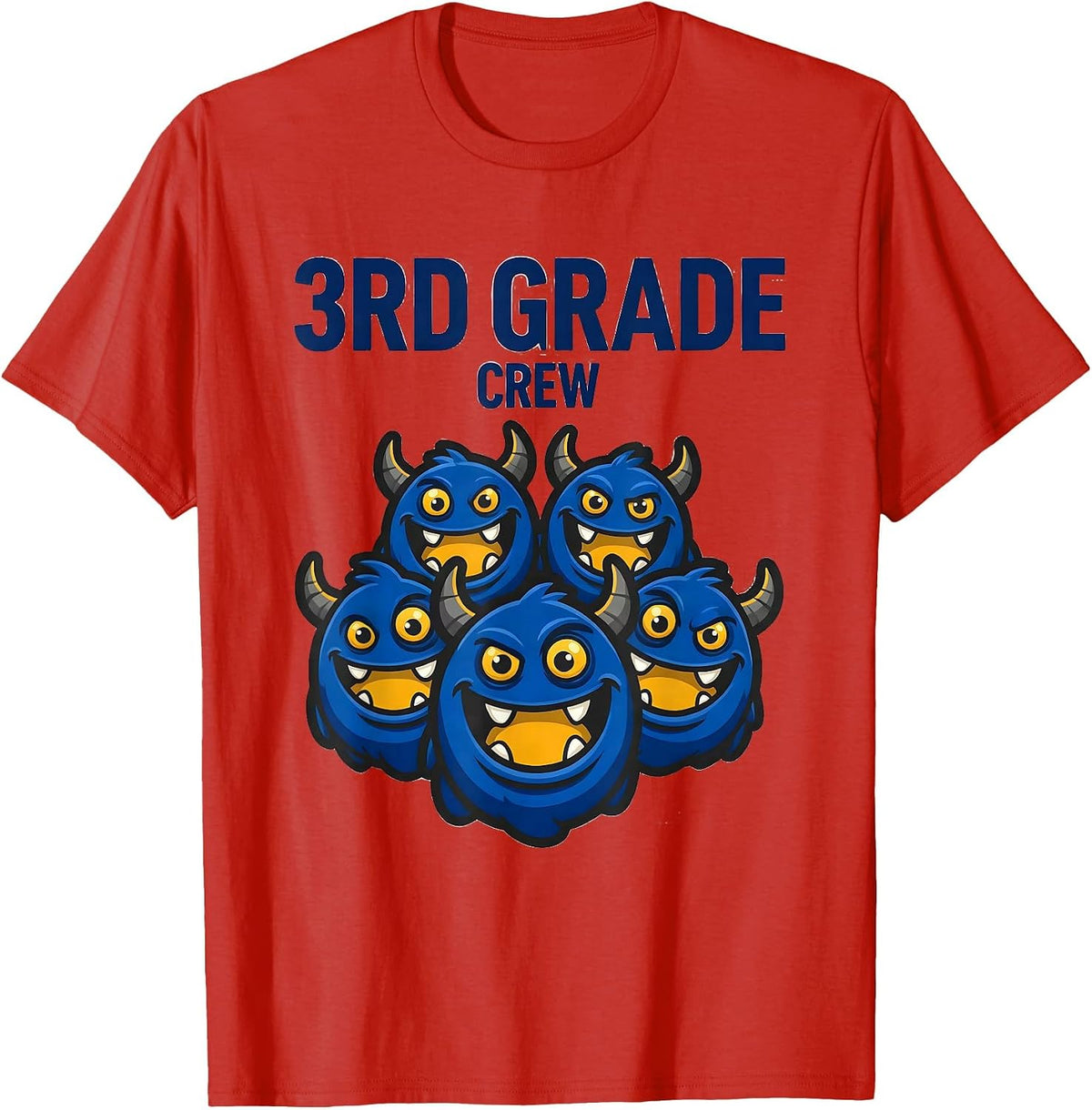 Men's 3rd Grade Crew Funny Teacher Student Back To School Crew T-Shirt - Red