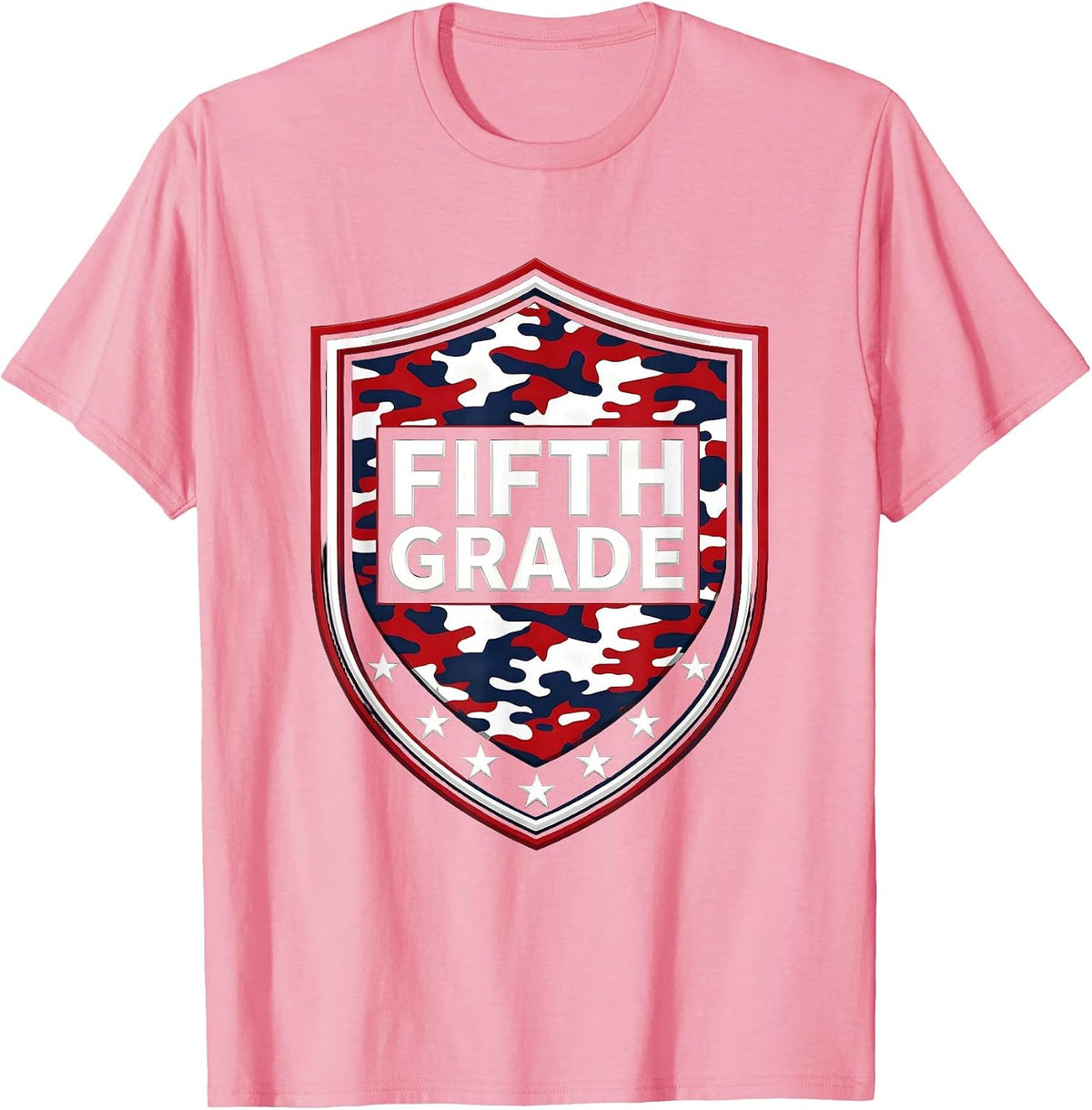 Men's Fifth Grade Patriotic Camo Back To School Boys T-Shirt - Pink