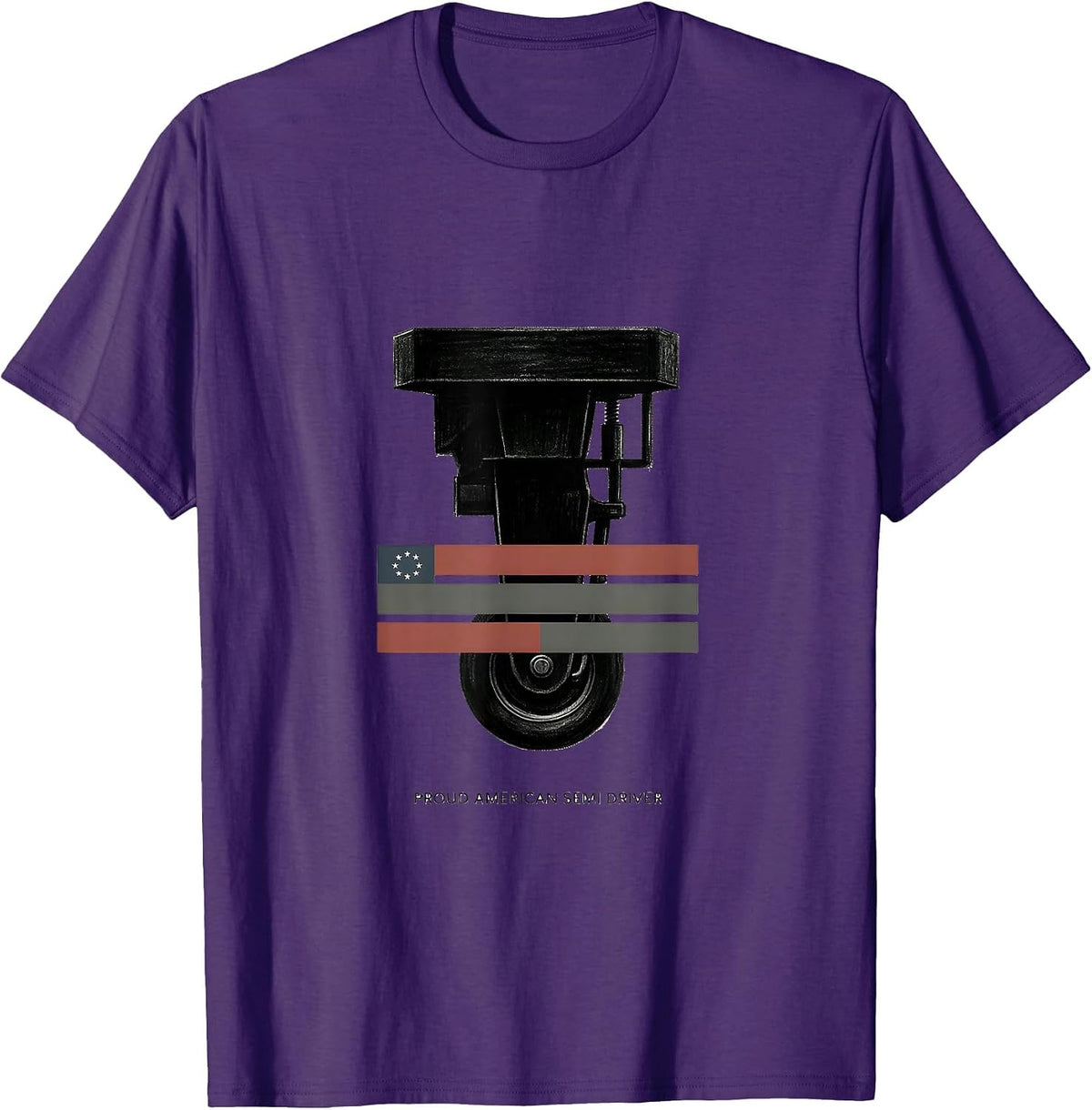 Proud American Semi Driver Patriotic Trucker Gift T-Shirt - Purple