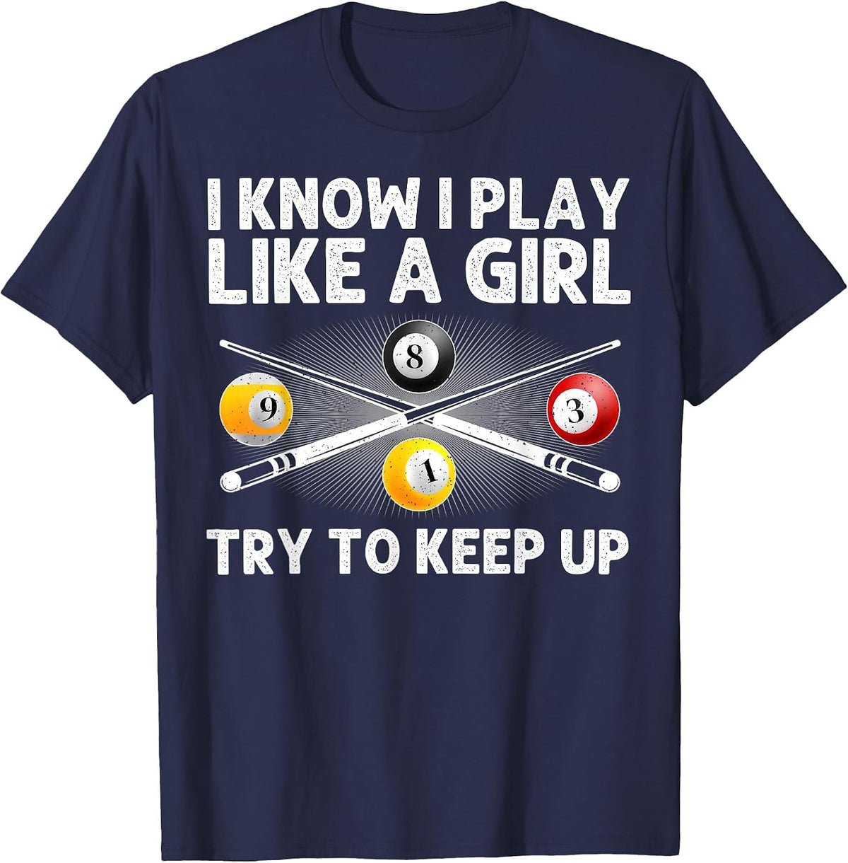 Funny Pool Design for Women Girls Billiards Pool Player T-Shirt - Navy Blue