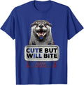 Cute But Will Bite Funny Otter Design T-Shirt - Royal Blue