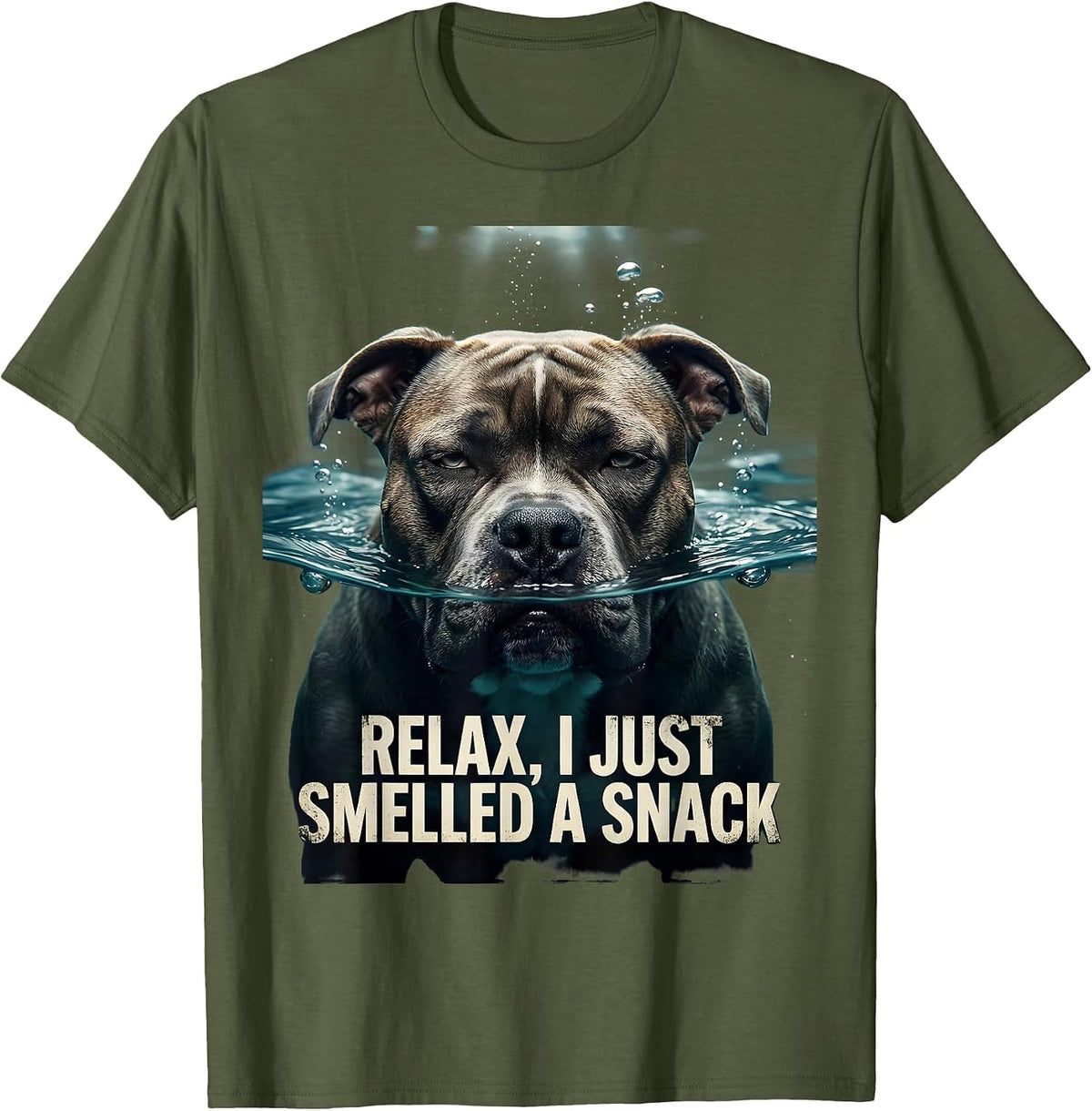 Men's Relax, I Just Smelled A Snack Funny Pitbull Mom Dog Lover T-Shirt - Olive Green