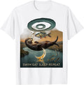 Otter Swim Eat Sleep Repeat Cute Design T-Shirt - White