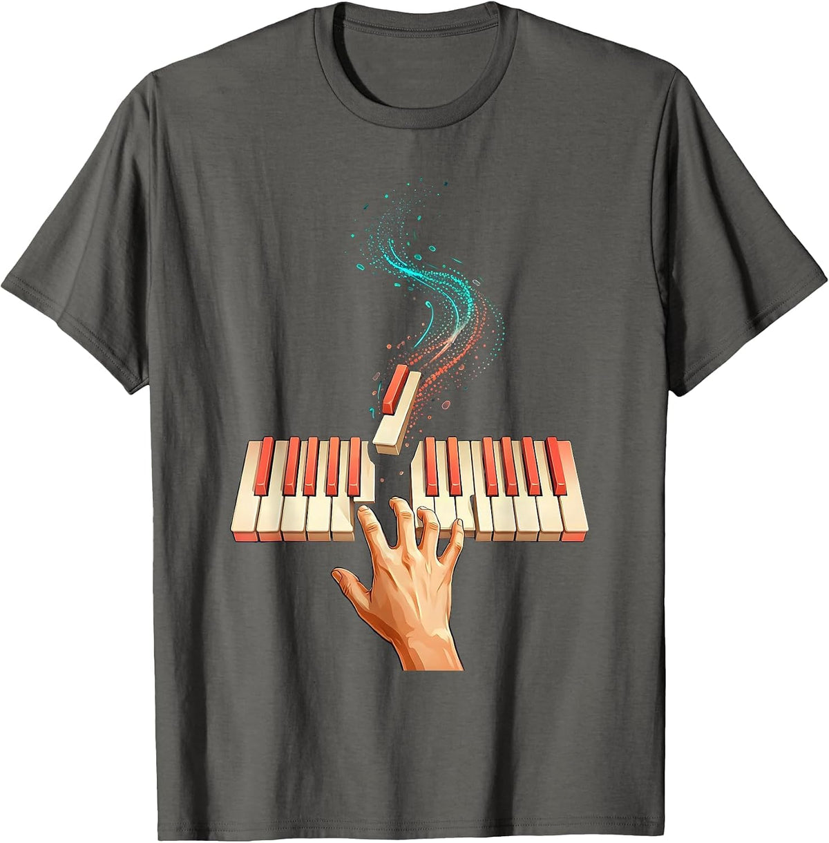 Piano Keyboard Funny Pianist Gift Idea Music Lover T-Shirt - Asphalt Grey