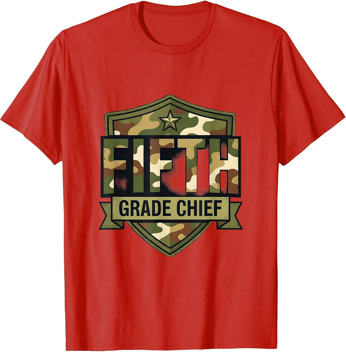 Men's Fifth Grade Chief Camo Back To School Boys First Day T-Shirt - Red