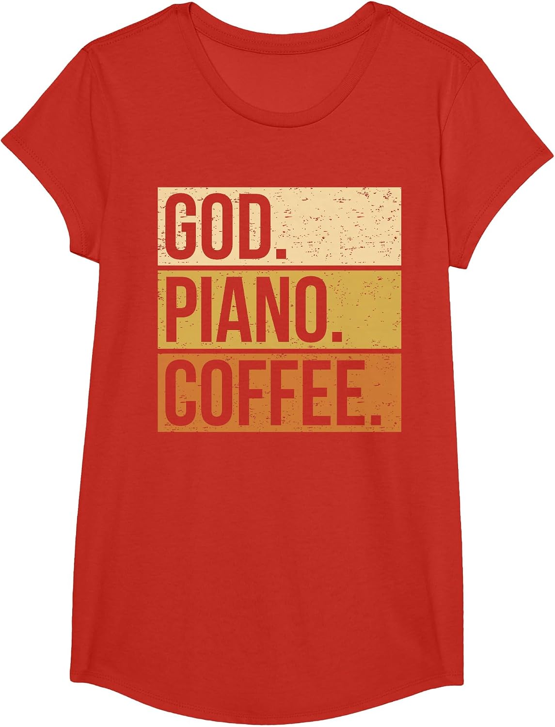 Piano Player Pianist Piano Church Religion I God Coffee T-Shirt - Girls Red