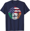 Firefighter St Patricks Day Irish American Flag Shamrock T-Shirt - Navy Blue